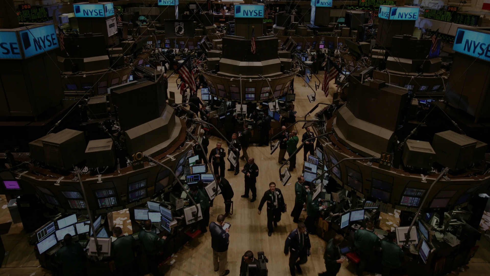 Interior view of the New York Stock Exchange with traders