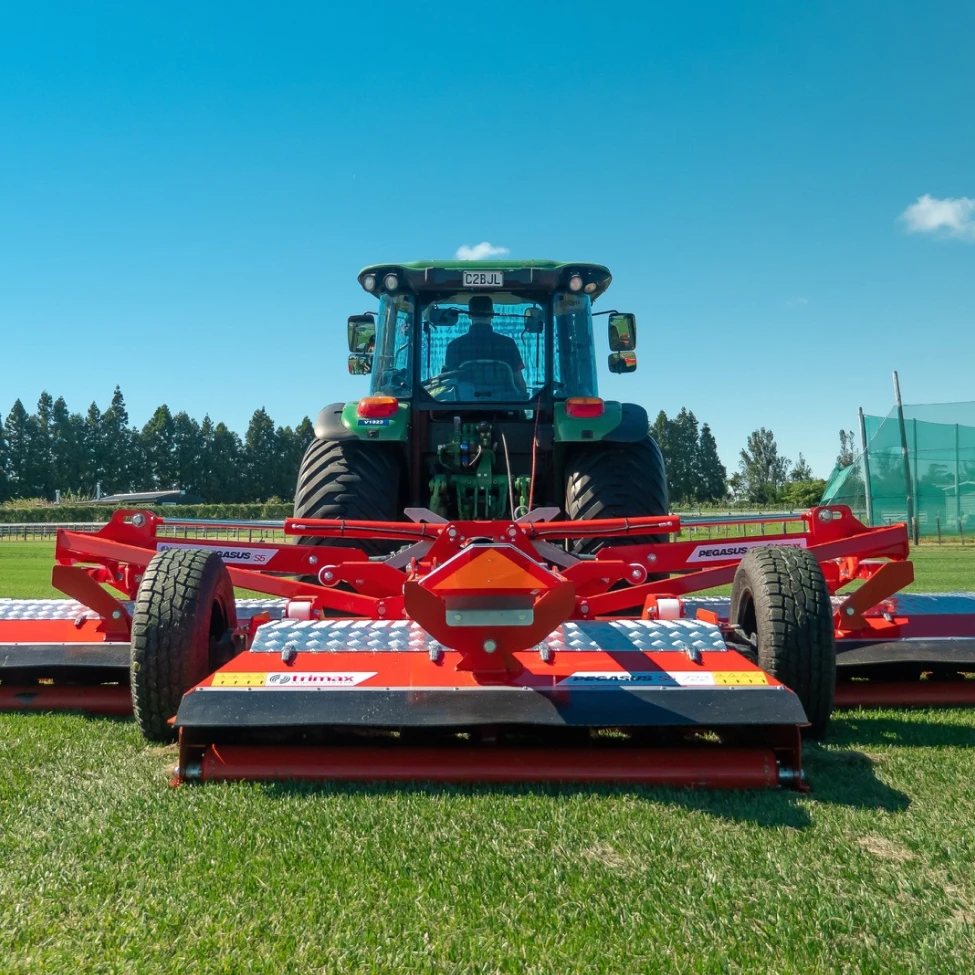 Trimax mobile app showing mower specifications and dashboard for equipment management