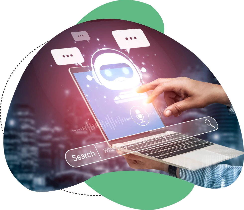 EvinceDev AI agent automating workflows with intelligent chatbot interface on laptop