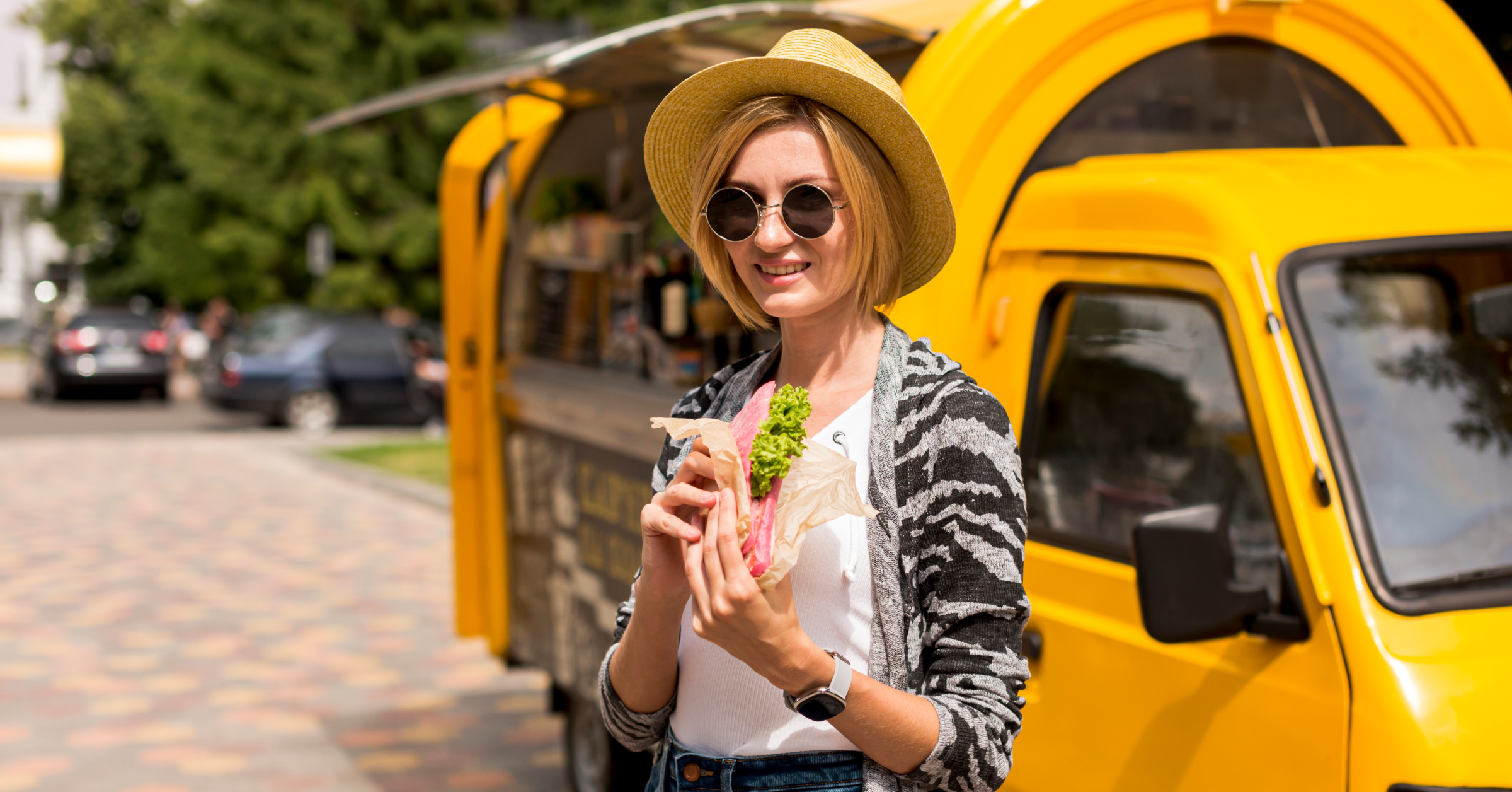 happy food truck customer