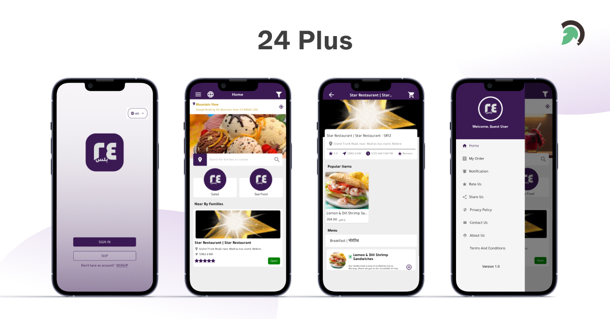 24 Plus - Food Delivery App Development