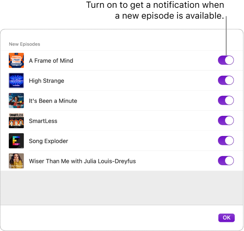 Subscription and Notifications feature for Podcast Streaming Software