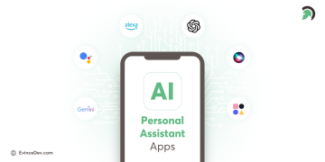 AI personal assistant app development interface showcasing voice and smart features.
