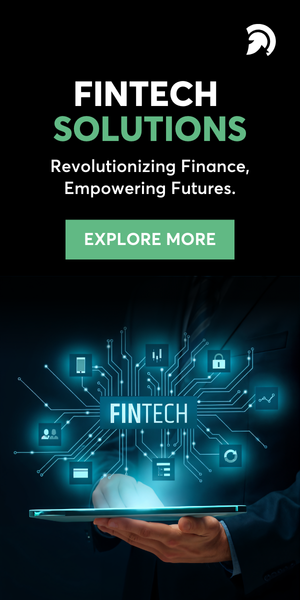 FinTech AI solutions with digital icons on tablet for future of finance