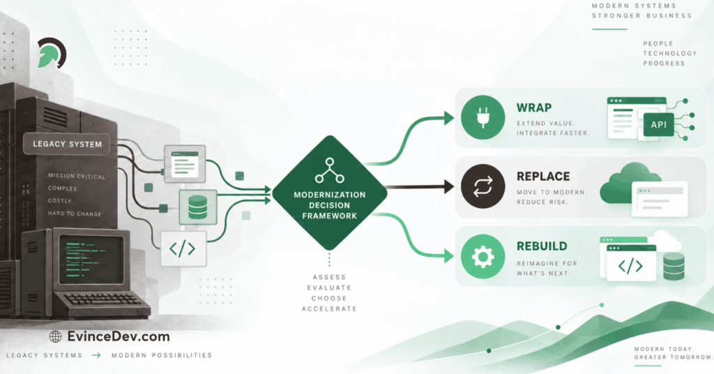 Legacy modernization decision framework for choosing what to wrap replace or rebuild | | EvinceDev Blog